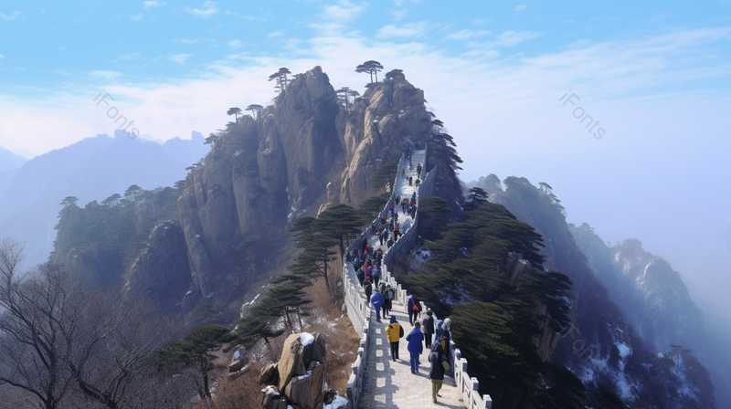 碧空万里泰山风景区户外攀爬山路云雾旅游观光,高清,摄影图,摄影图片,图片大全,摄影图免费下载